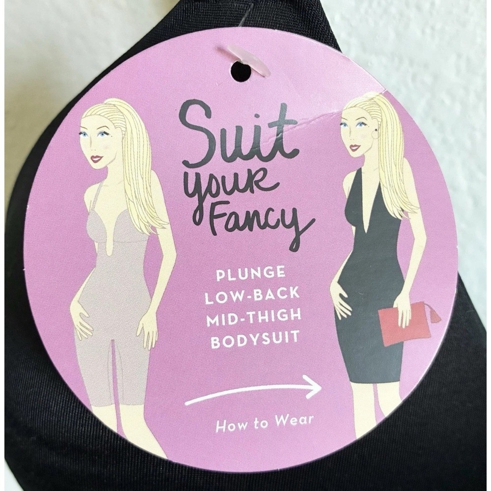 NWT Spanx Suit Your Fancy Plunge Low Back Mid Thigh Shapewear Bodysuit Black XL
